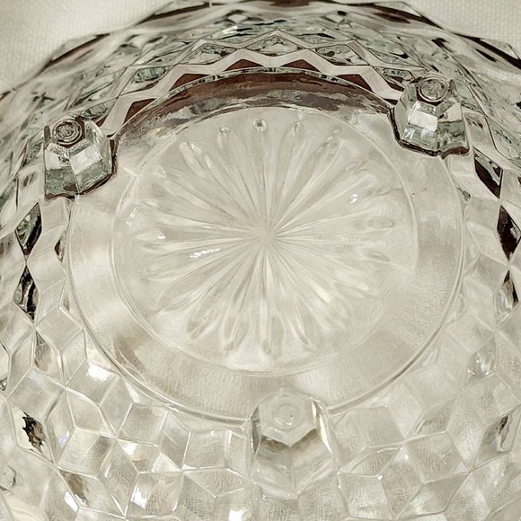 Colony Whitehall Clear Footed Bowl 10" cube cubist glass midcentury vintage - Picture 6 of 13